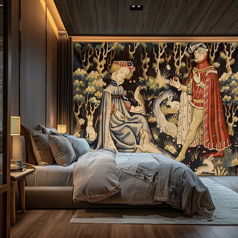 Medieval Tapestry Middle Age Tapestry Vintage Large Tapestry Mural Decor Photograph Backdrop Blanket Curtain Home Bedroom Living Room Decoration2