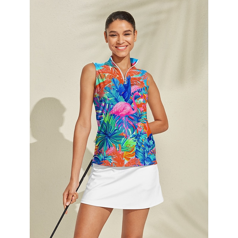 Women's Golf Polo Shirt Blue Sleeveless Top Ladies Golf Attire Clothes Outfits Wear Apparel