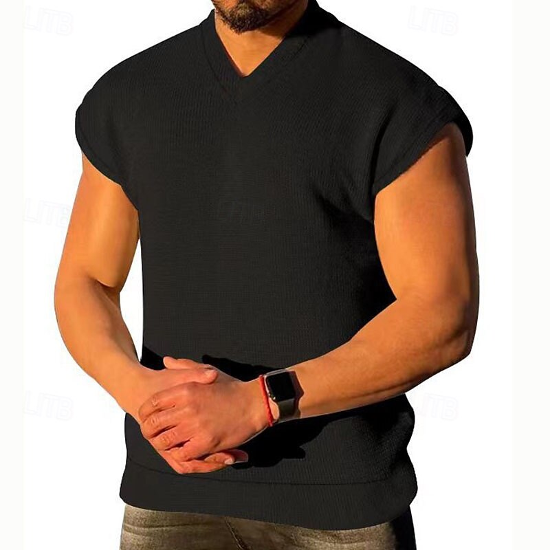 Men's Tank Top Vest Top Undershirt Sleeveless Shirt Sleeveless V Neck Summer Plain Fashion Designer Vacation Street Going out Black White Royal Blue Top Tee for Men3