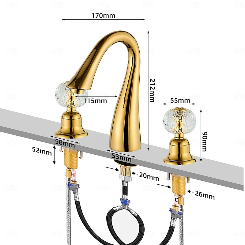 Bathroom Sink Faucet - Widespread Electroplated Widespread Two Handles Three HolesBath Taps4