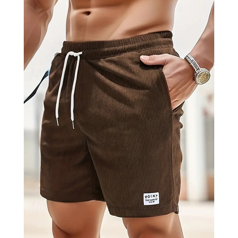 Men's Shorts Summer Shorts Casual Shorts Pocket Drawstring Elastic Waist Plain Comfort Breathable Short Outdoor Vacation Sport Casual Black White2