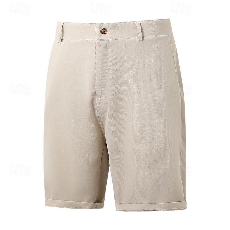 Men's Dress Shorts Work Shorts Golf Shorts Pocket Plain Comfort Breathable Knee Length Outdoor Business Sports Casual Black White2