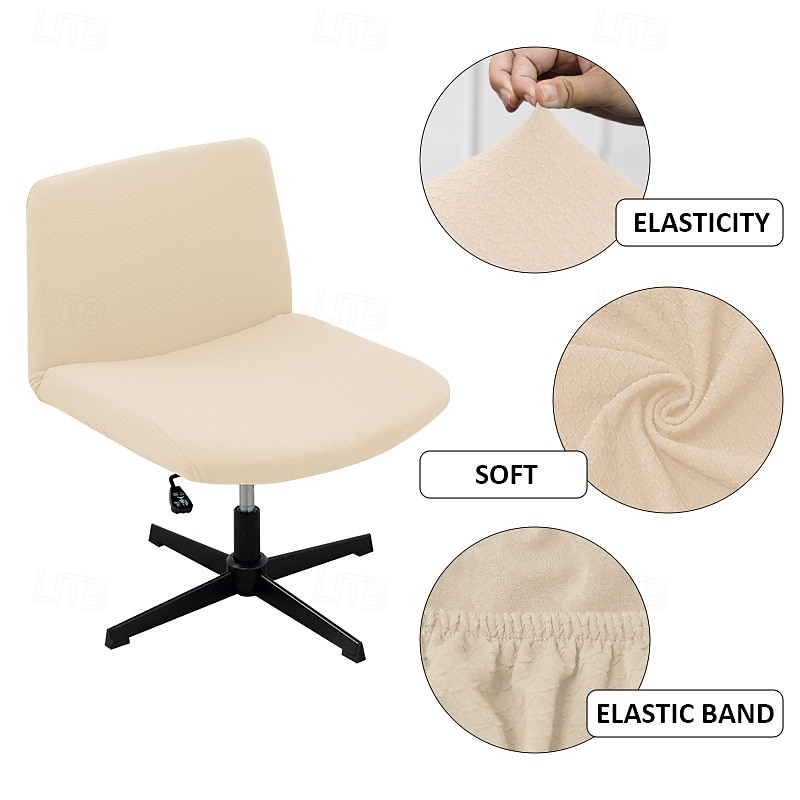 Armless Chair Slipcover 100% Waterproof Armless Office Desk Chair Cover Knitted Jacquard Modern Vanity Chair Cover Wide Seat Criss Cross Chair Cover Mid Back Accent Chair Cover4