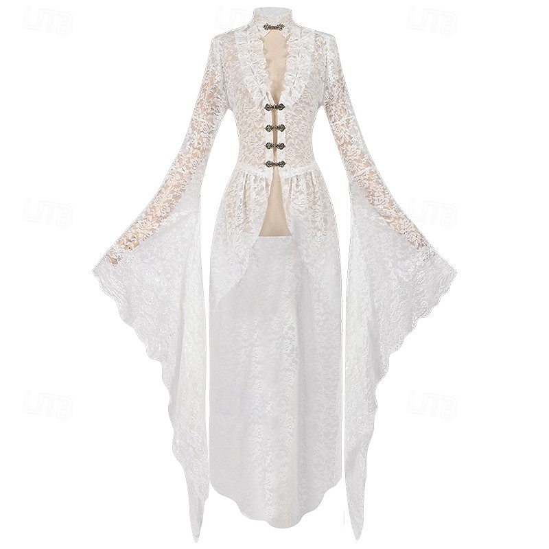 Retro Vintage Medieval Renaissance Dress Lace Color Block Fancy Dress Women's Celtic Fantasy Royal Halloween Carnival Masquerade LARP Adults' Dress2