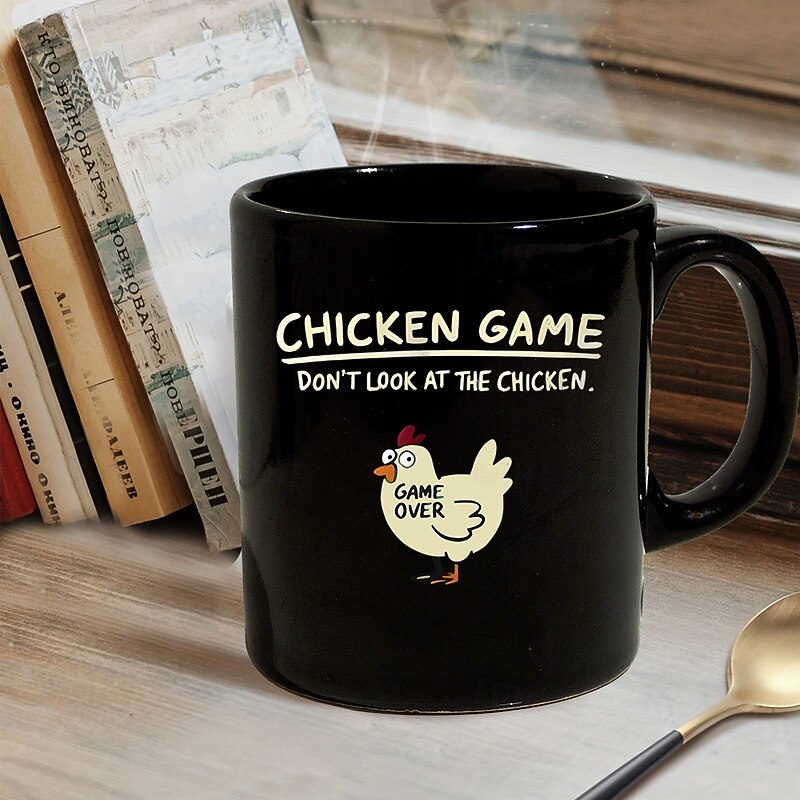 Funny Gift Mug Look Chicken Game Black 11oz Coffee Cup Funny Gift for Men Husband Boyfriend Wedding Anniversary Birthday Christmas4