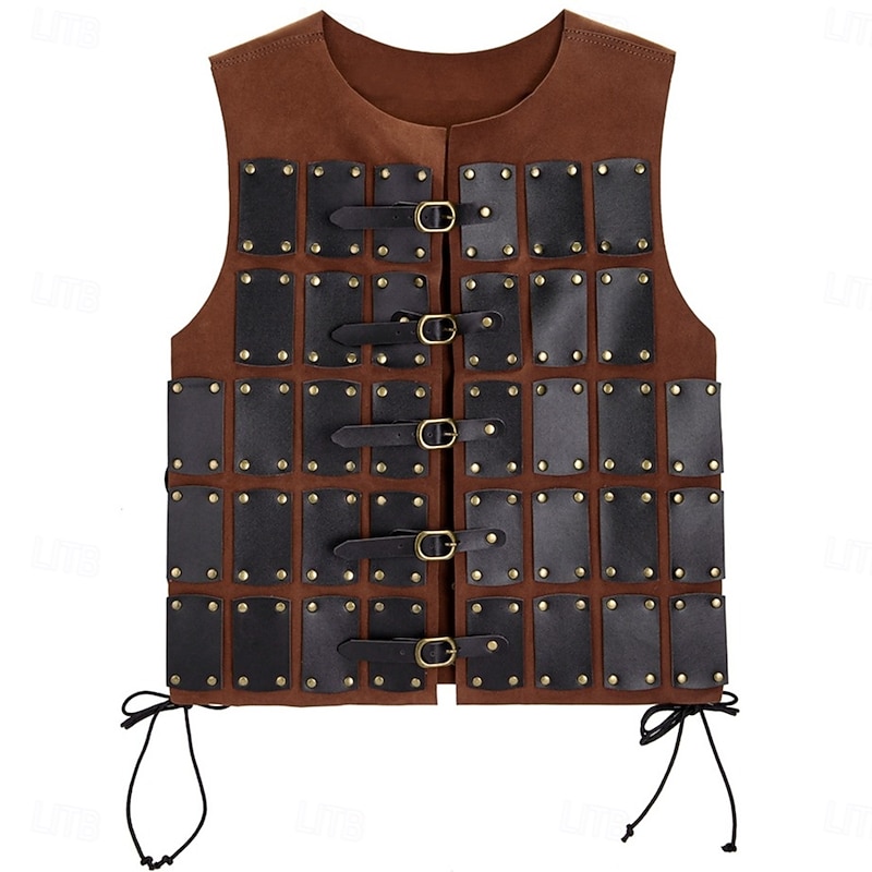 Retro Vintage Medieval Renaissance Armor Vest Chest Guard Warrior Viking Fancy Dress Men's Viking Halloween Carnival Performance Party LARP Adults' Vest2