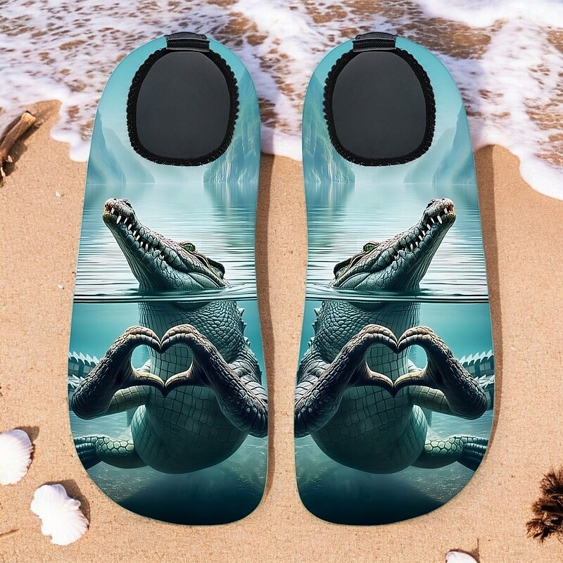 Unisex 3D Alligator Print Water Shoes – Quick-Dry Barefoot Aqua Socks for Beach, Swimming, Surfing & Outdoor Activities3