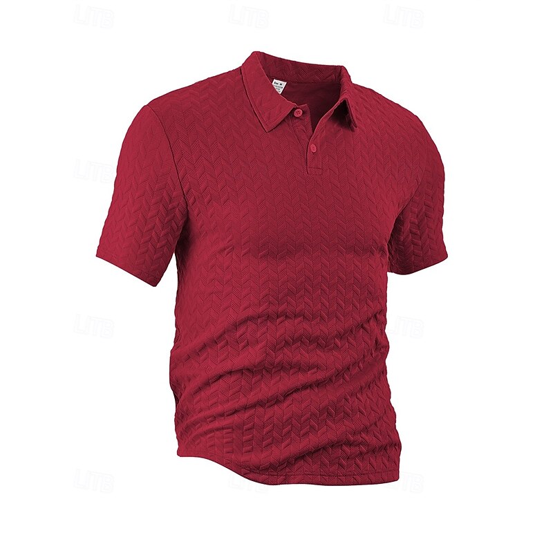 Men's Golf Shirt Golf Polos Shirts Work Casual Lapel Short Sleeve Basic Modern Plain Buttons Jacquard Summer Spring Regular Fit Wine Black White Navy Blue Khaki Gray Golf Shirt4