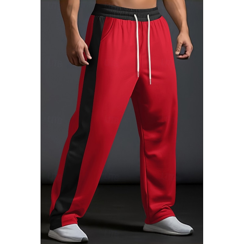 Men's Sweatpants Trousers Casual Pants Patchwork Pocket Drawstring Color Block Comfort Vacation Sports Outdoor Casual Black White Micro-elastic