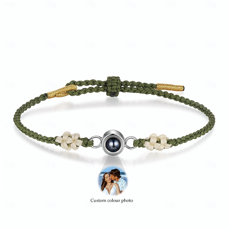 Personalized Heart-Shaped Bracelet Custom Best Gift for Mom - Photo Engraved with Projection Stone, Meaningful Gift for Mother, Wife, Partner, Female Friends, Perfect for Mother's Day, Women's Day