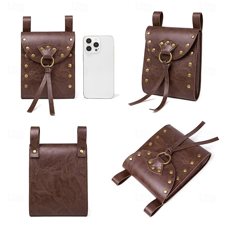 Retro Vintage Medieval Renaissance Bag Dice Bag Belt Bag Pirate Viking Ranger Fancy Dress Unisex Pirate Fantasy Steampunk Halloween Carnival Performance Party LARP Adults' Bag4