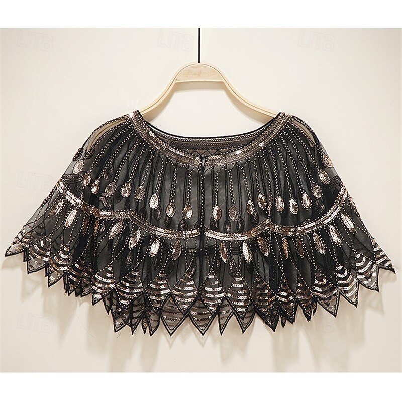 Retro Vintage Medieval Renaissance Scarf Wrap Shawls The Great Gatsby Flapper Girl Sequins Fancy Dress Women's Carnival Wedding Evening Party Masquerade Adults' Shawl