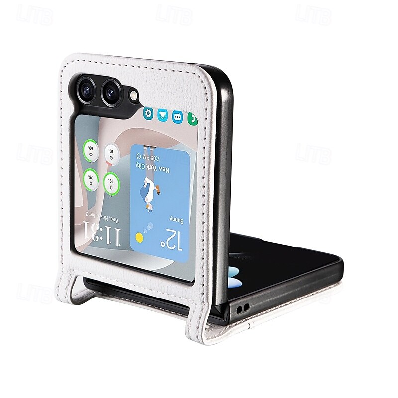 Phone Case For Samsung Galaxy Z Flip 7 Z Flip 6 Z Flip 5 Z Flip 4 Back Cover Magnetic Support Wireless Charging Card Slot Retro TPU PU Leather3