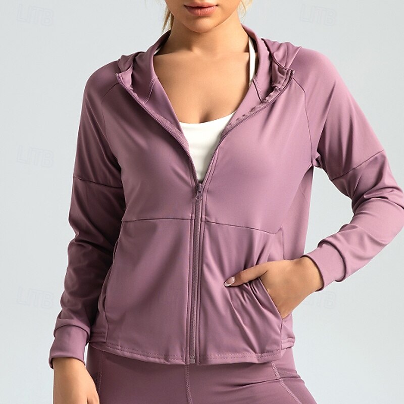 Women's Running T-Shirt Zipper Pocket Long Sleeve Hoodie Casual Athleisure Solid Colored Quick Dry Breathable Gym Workout Walking Jogging Sportswear Activewear Black Navy Blue Blue