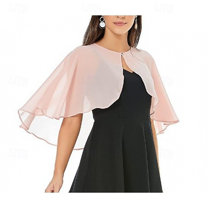 Shawls Women's Wrap Bolero Shrug Coats / Jackets Elegant Sun Protection Short Sleeve Chiffon Wedding Wraps With Pure Color For Formal Spring & Fall dress to impress 20254