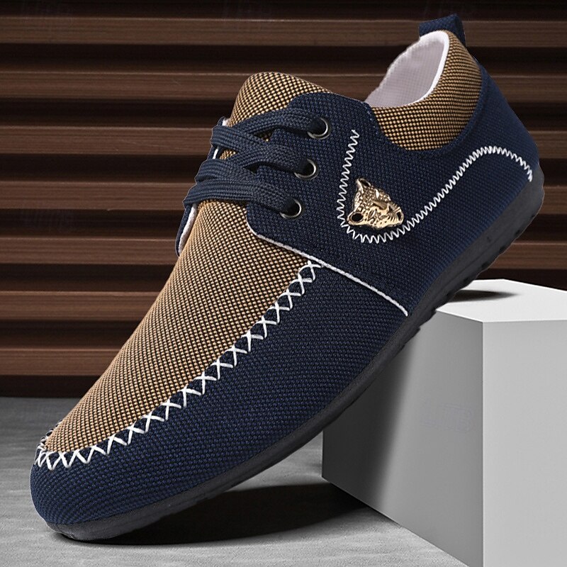 Men's Navy Blue Nylon Casual Shoes with Textured Fabric and Lace Detailing - Ideal for Everyday Comfort2