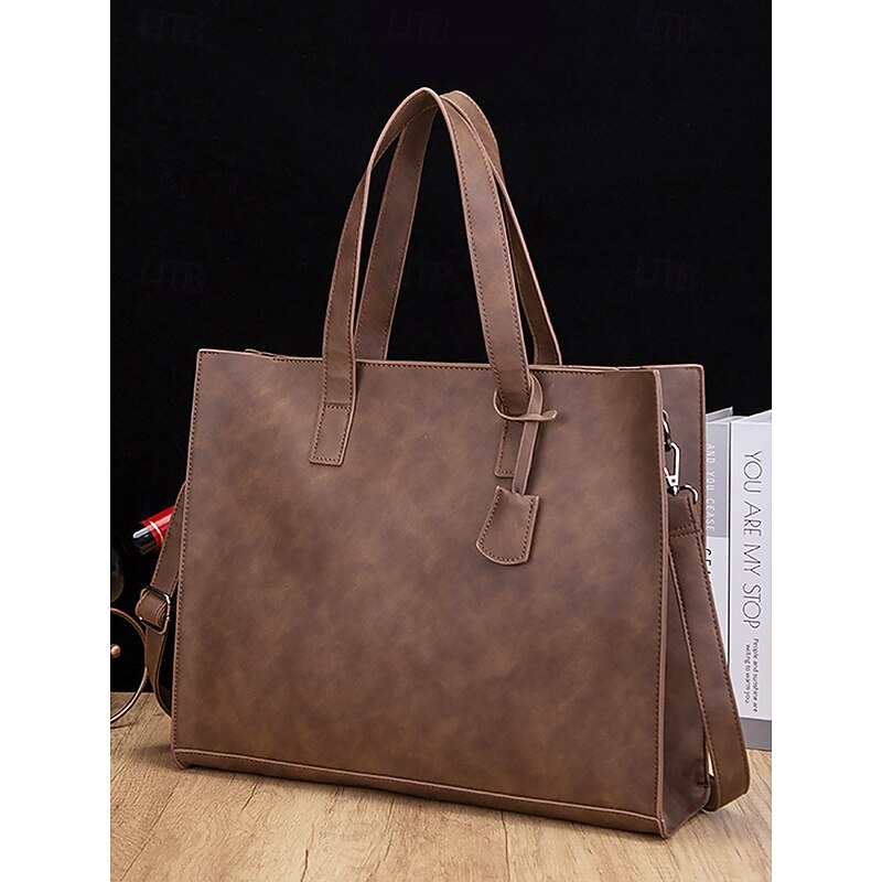 Men's Large Faux Leather Tote Bag – Stylish Business Shoulder Bag, Casual Work Handbag, Versatile Travel Shopper for Office & Daily Use4