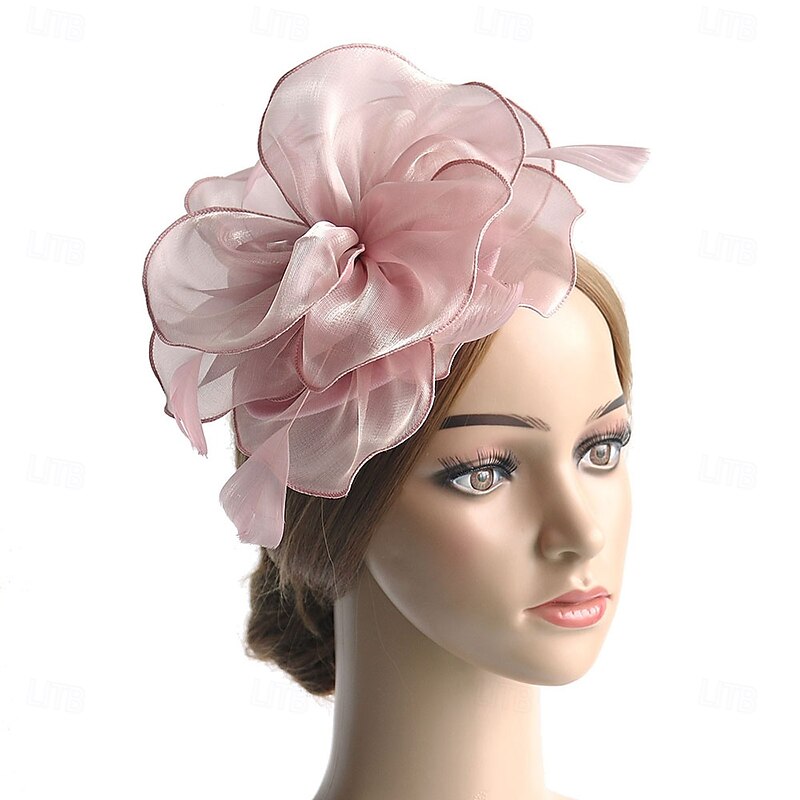Fascinators Polyester Fedora Hat Floppy Hat Veil Hat Holiday Tea Party Kentucky Derby Horse Race Cocktail Elegant Vintage Cute With Feather Pure Color Headpiece Headwear4
