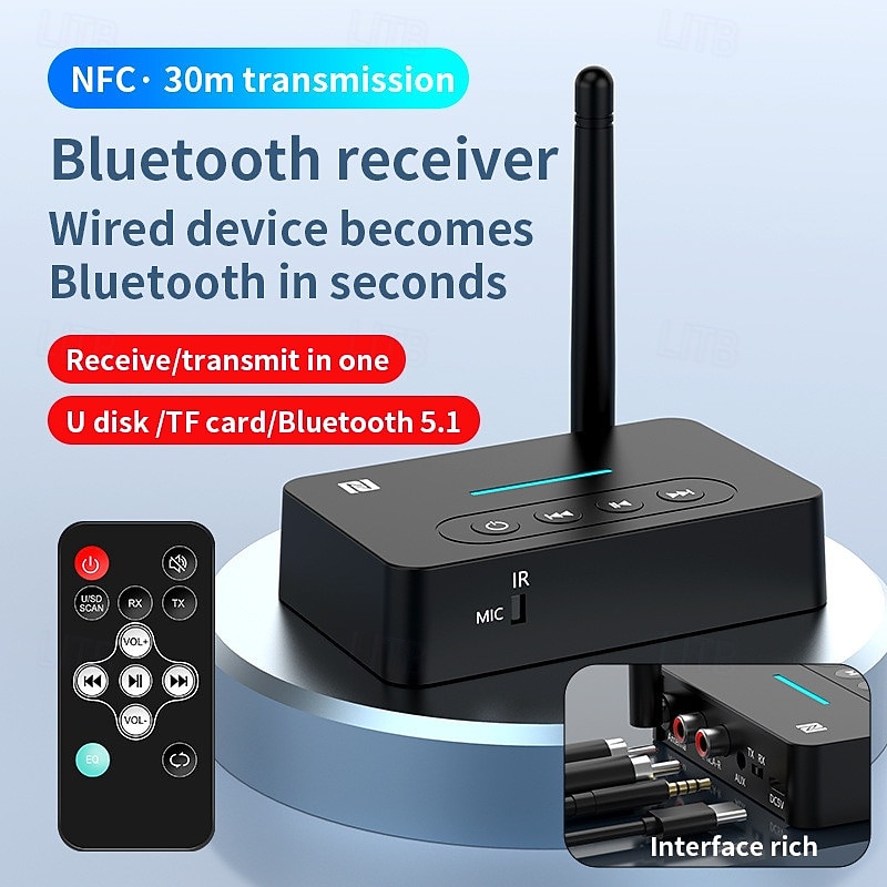 Bluetooth 5.1 Sound Transmitter Receiver 2 in 1 Wireless Sound Adapter for Mobile Phones Tablets TVs Game Consoles
