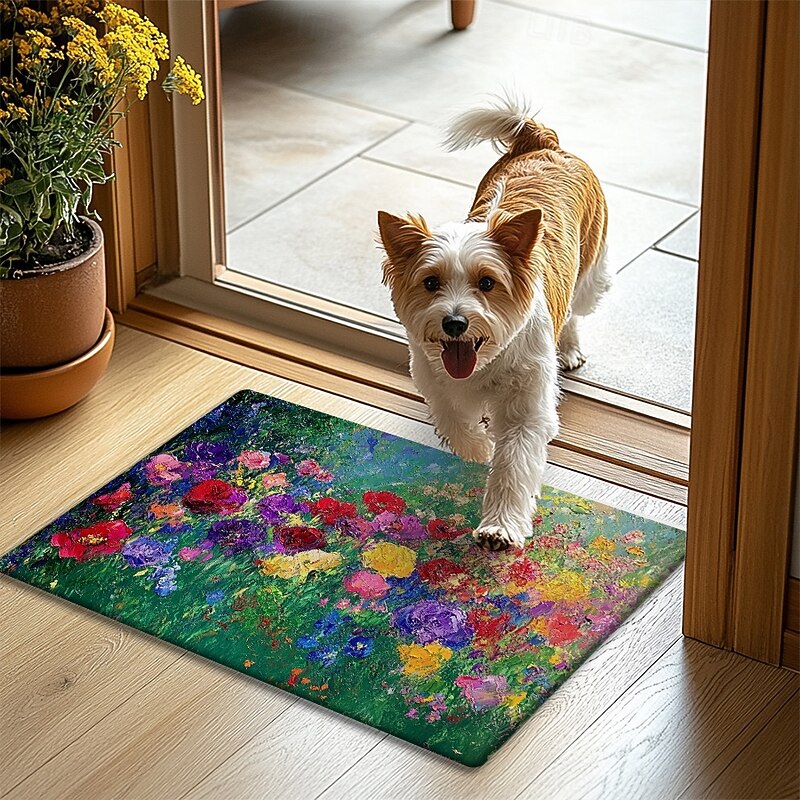 Oil Painting Sunflowers Doormat Kitchen Mat Floor Mat Non-Slip Area Rug Oil Proof Rug Indoor Outdoor Mat Bedroom Decor Bathroom Mat Entrance Rug Spring Summer2
