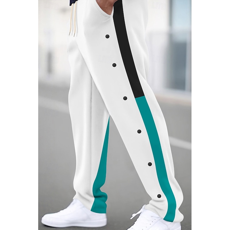 Men's Sweatpants Trousers Patchwork Pocket Drawstring Color Block Comfort Sports Outdoor Daily Casual Black White Micro-elastic