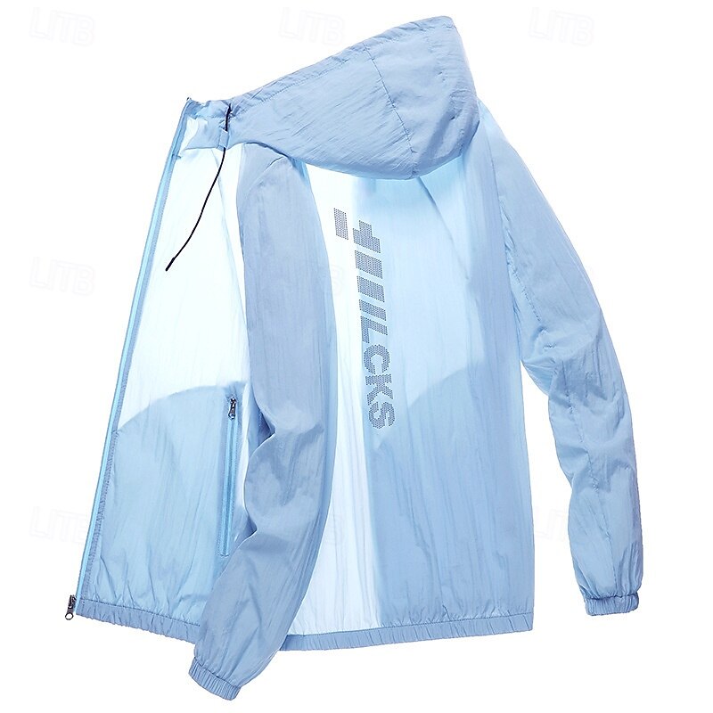 Men's UPF 50+ UV Sun Protection Zip Up Hoodie Long Sleeve Fishing Running Hiking Jacket Summer Outdoor Windproof Ultra Light (UL) Quick Dry Outerwear Coat Top Climbing Beach Yellow Blue Grey White3