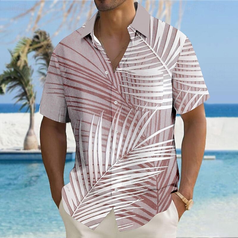 Men's Palm Tree Tropical Plants Shirt Summer Hawaiian Shirt Button Up Shirt Short Sleeve Hawaiian Resort Vacation Holiday Beach Wear Summer Turndown 3D Print Collared Shirts Front One Pocket Blue3