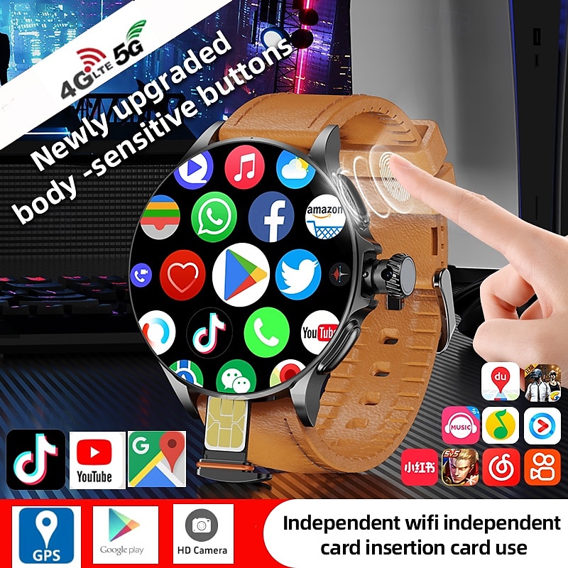 iMosi 4G SIM Smart Watch WiFi GPS Heart Rate Monitor Bluetooth Android iOS 1880mAh Battery 1.95