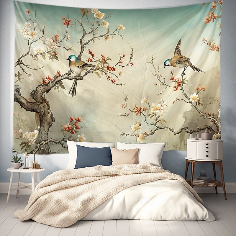 Floral Hummingbirds Hanging Tapestry Wall Art Large Tapestry Mural Decor Photograph Backdrop Blanket Curtain Home Bedroom Living Room Decoration Spring Summer4