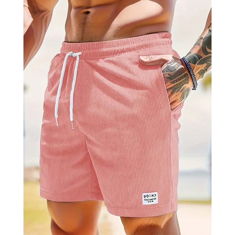 Men's Shorts Summer Shorts Casual Shorts Pocket Drawstring Elastic Waist Plain Comfort Breathable Short Outdoor Vacation Sport Casual Black White