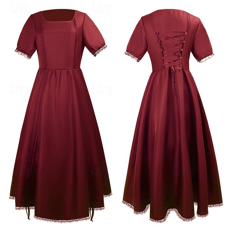 Retro Vintage Medieval Renaissance Celtic Dress Viking Elven Fancy Dress Women's Halloween Carnival Masquerade LARP Adults' Dress3