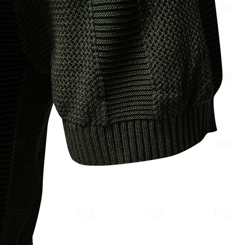 Men's Polo Knit Polo Sweater Formal Work Seagull collar Short Sleeve Solid Color Stripe-Trim Stripe Summer Spring Navy Blue Khaki Army Green Polo4