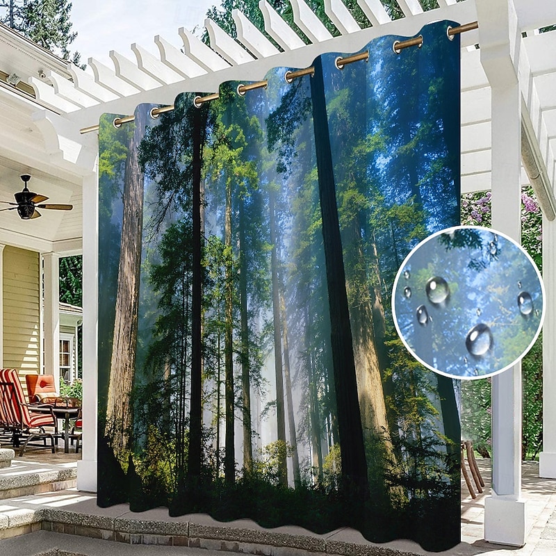 Waterproof Outdoor Curtains for Indoor Wedding Patio Thick Privacy Grommet Curtains for Wedding Bedroom, Living Room, Porch, Pergola, Cabana, 1 Panel