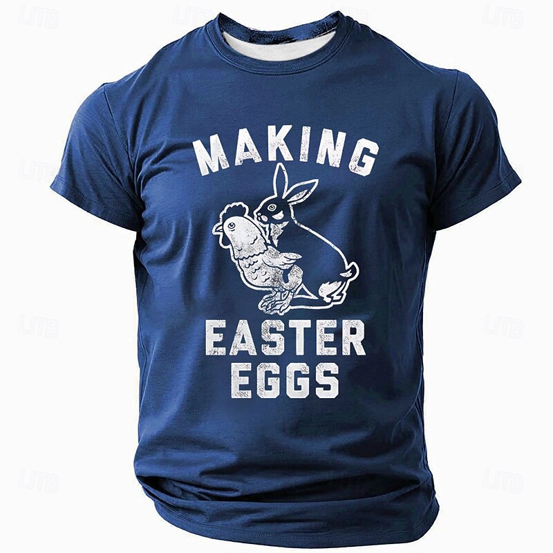 Easter Men's Chick Easter Eggs T Shirt Short Sleeve T shirt 3D Print Crew Neck Shirt Designer Casual Party Holiday Black Blue Green Summer Spring Clothing Apparel S M L XL XXL XXXL