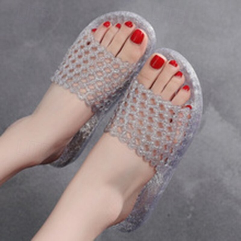 Crystal Slippers For Women Home Non Slip Odorless Thick Bottom Wear-resistant Shower Slippers Straight Drag For Women2