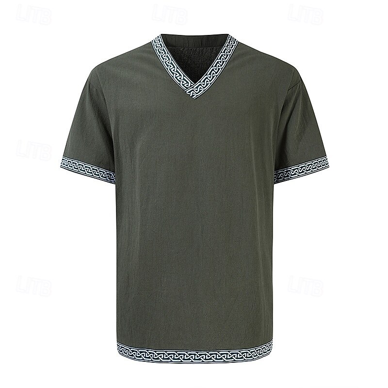 Medieval Renaissance 17th Century Shirt Tunic Knight Ritter Viking Embroidered Fancy Dress Men's Viking Fantasy Halloween Masquerade Performance LARP Ren Faire Adults' Shirt