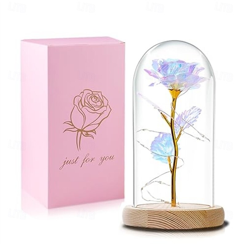 Womens Gifts for Christmas Flowers Gifts for WomenMom Grandma Sister for Girlfriend Her Wife FriendsBirthday Gifts for WomenRainbow Galaxy Glass Rose Gifts for Christmas