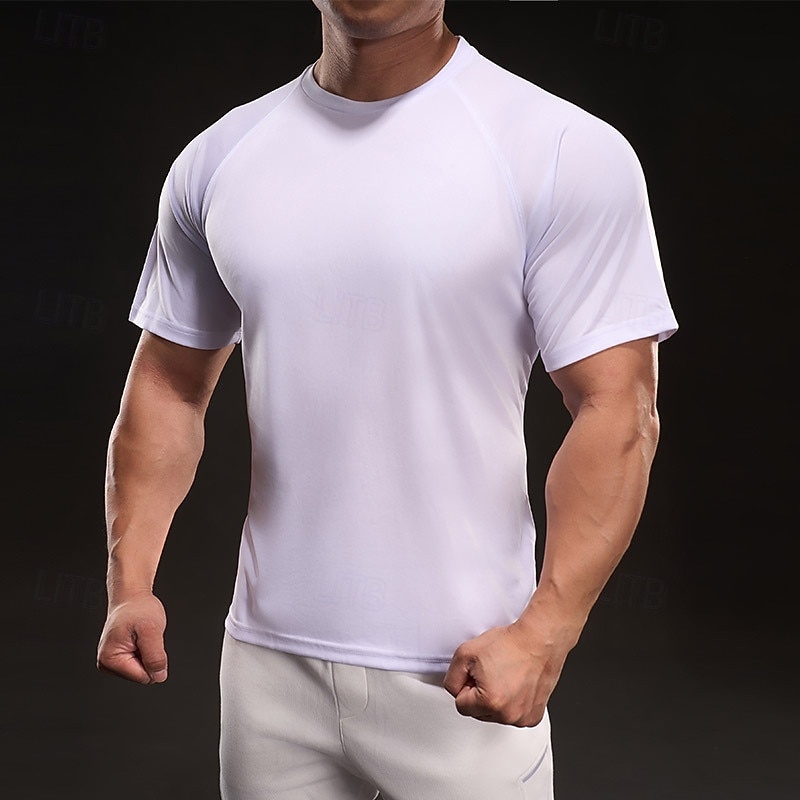 Men's Tee Short Sleeve Shirt Tee Top Short Sleeve Crewneck Summer Solid / Plain Color Fashion Designer Quick Dry Vacation Street Going out Black White Burgundy Top Tee for Men4