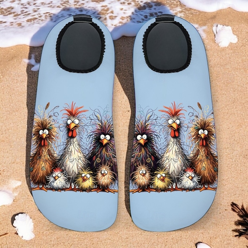 Men's Funny Beach Water Shoes - Cartoon Chicken Print, Quick-Dry Aqua Socks for Swimming, Surfing & Outdoor Activities4