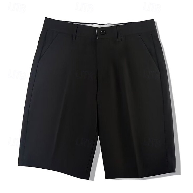 Men's Shorts Dress Shorts Bermuda shorts Pocket Straight Leg Plain Comfort No-Iron Knee Length Formal Office Business Fashion Streetwear Black Navy Blue3