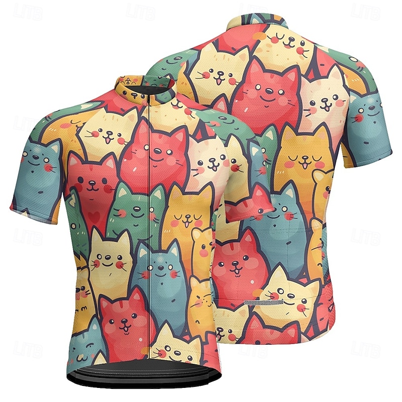 Men's Cycling Jersey Cat Short Sleeve Bike Tee Tshirt Jersey with 3 Rear Pockets Mountain Bike MTB Quick Dry Anatomic Design Wicking Breathable Sports Navy Blue Royal Blue Blue Clothing Apparel