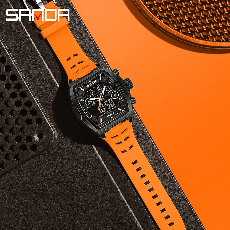 SANDA Top Brand 6235 Luxury Male Student Electronic Watch Sports Multi functional Waterproof LED Student Electronic Watch4