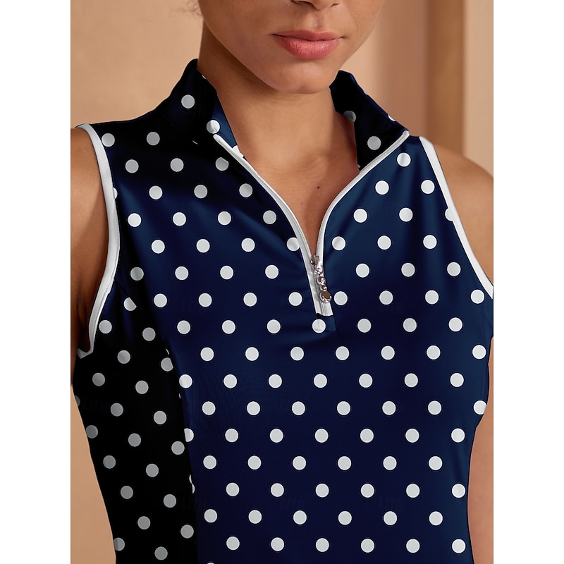 Women's Golf Dress Dark Blue Sleeveless Dress Ladies Golf Attire Clothes Outfits Wear Apparel3