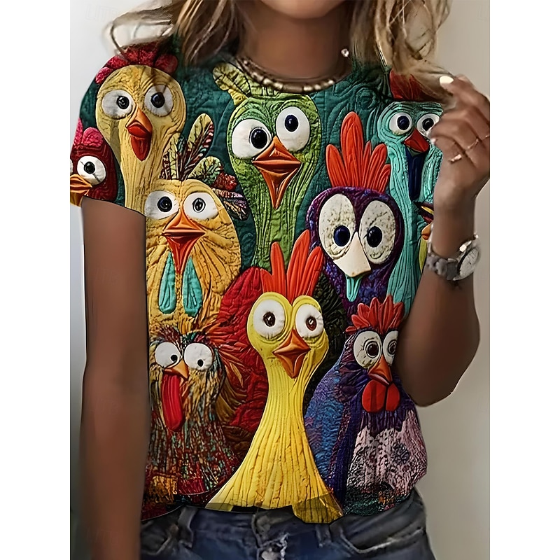 Easter Women's Blouse Graphic Animal Stylish Casual Short Sleeve Crew Neck Regular Tops Daily Print Green Summer Spring