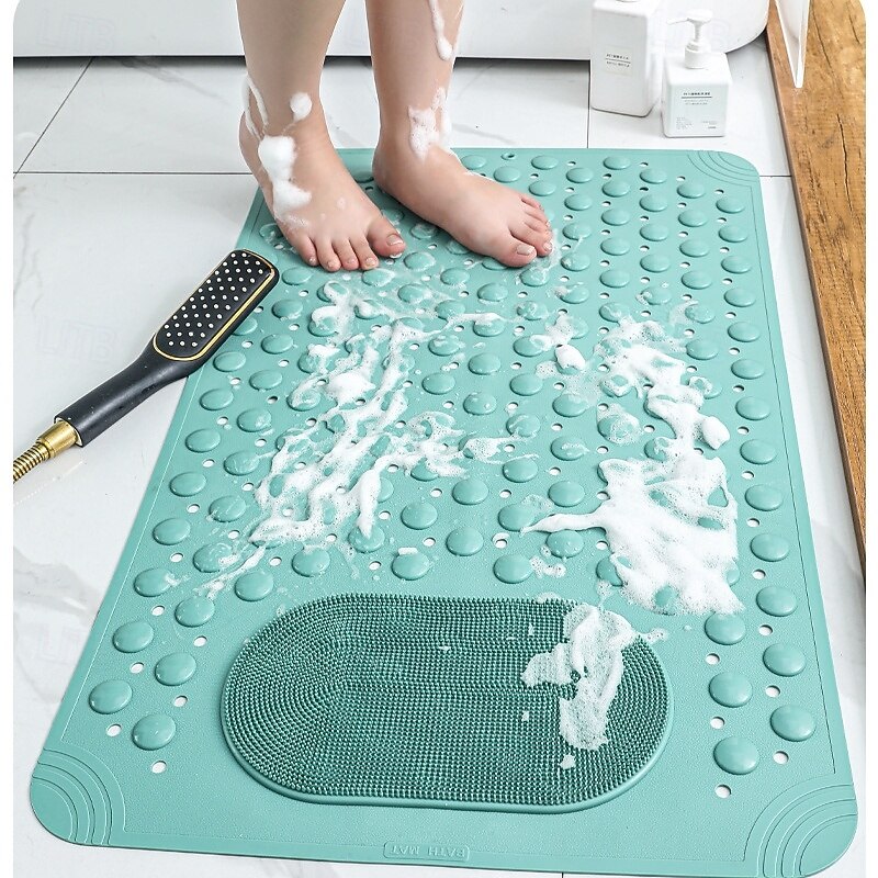 1pc Bathroom Rubber Non-slip Mat - Shower Foot Mat With Draining Holes & Suction Cups - For Bathroom Kitchen Laundry & Bedroom - Suitable for Wet Surfaces - Perfect Gift for Housewarming