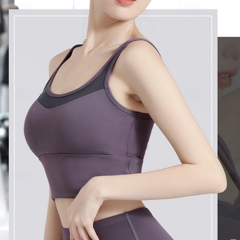 Women's Light Support Sports Bra Running Bra Open Back Removable Pad Bra Top Padded Fitness Leisure Sports Running Breathable Lightweight Soft Spandex Black Pink Royal Blue Solid Colored3