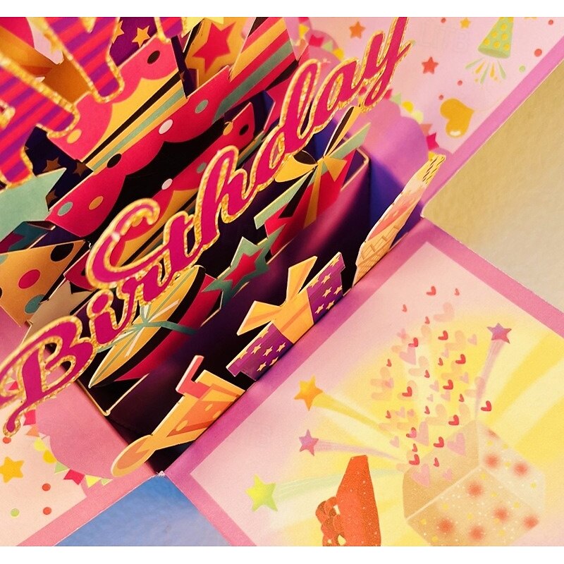 Birthday Party Happy Birthday 3D Multicolor Greeting Card - Perfect for Birthday Wishes3