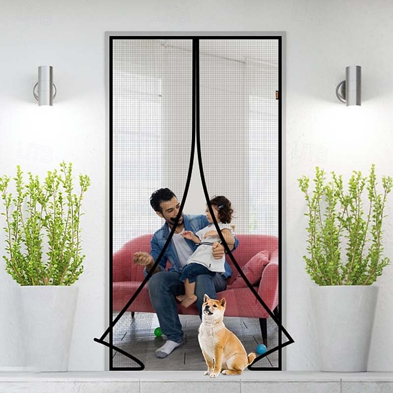Hands Free Mesh Screen Door Net Door Magic Curtain with Heavy Duty Magnets Full Frame Velcro Mesh Curtain fit up to 34x82 Inches Door3