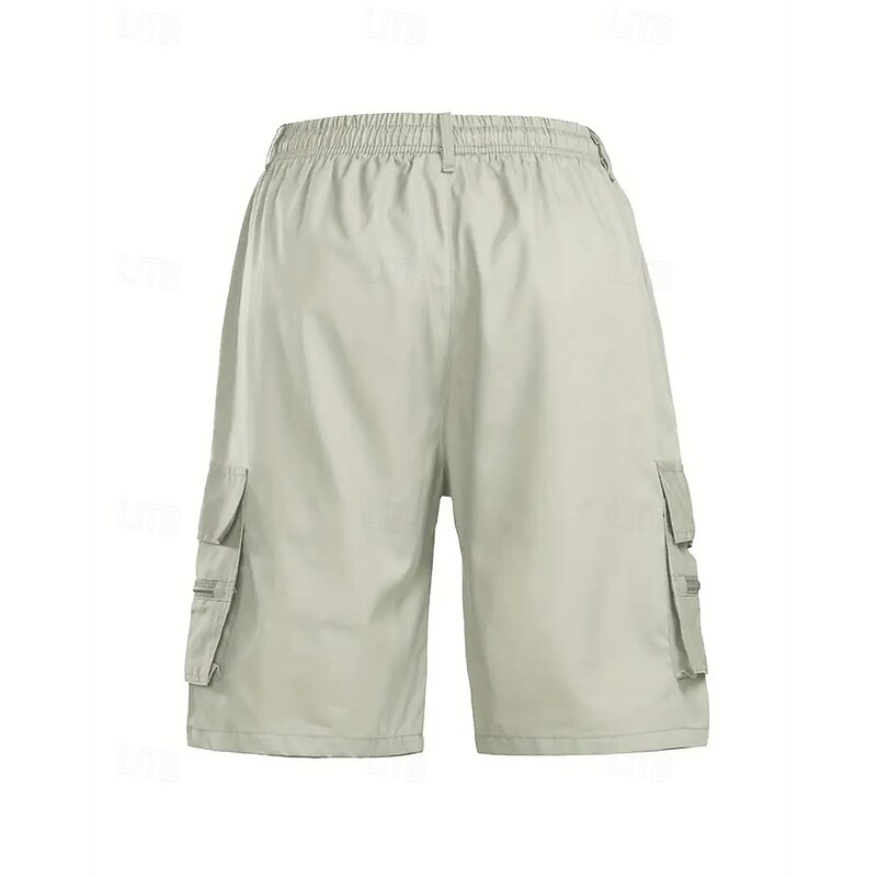 Men's Cargo Shorts Shorts Summer Shorts Drawstring Elastic Waist Multi Pocket Eagle US Flag Comfort Wearable Knee Length Outdoor Sport Daily Fashion Casual Light Grey2