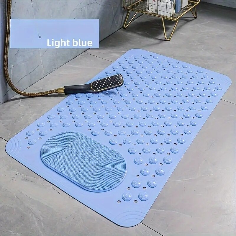 1pc Bathroom Rubber Non-slip Mat - Shower Foot Mat With Draining Holes & Suction Cups - For Bathroom Kitchen Laundry & Bedroom - Suitable for Wet Surfaces - Perfect Gift for Housewarming2